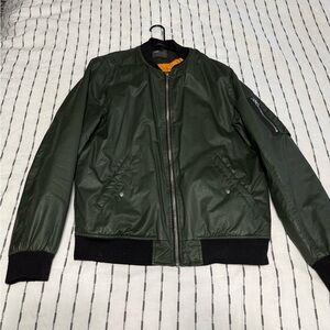 PacSun Dark Green Bomber Jacket with Black Accents